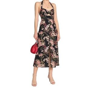 Authetic Zimmermann Curaçao Floral Print Cotton Halter Neck MIDI Dress Size 0
